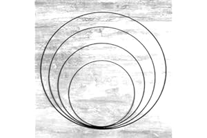 YAMOOCO Lealoo Lot 4 Grands Cercles métal Noir Ø 30 cm à 60 cm, Anneaux en Epoxy Noir pour Attrape rêves, Abat-Jour