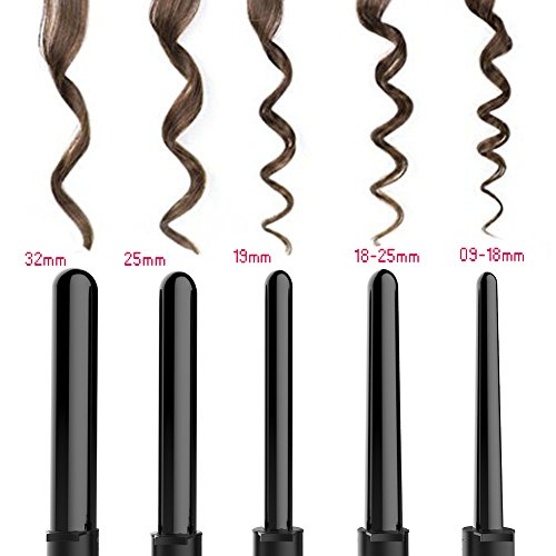 Lockenstäbe, Askliy 5 in 1 Multifunktions Austauschbare Lockenwickler Kit Hair Curler - 2
