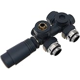 EMKE Multiblock Set for Radiators, Anthracite | Angle and straight line valve, Central connection, Radiator valve with thermo