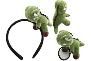 ZOYLINK 3PCS Dinosaur Headband Hair Hoop Set Cute Dinosaur Hair Band Hair Rope Hair Clip for Adults Kids