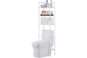 QIUFEN Mensola portaoggetti per bagno, Sopra Scaffale per lavatrice, 3 Livelli, Mobile Sopra wc, Salvaspazio Mobiletto Bagno, Bianco