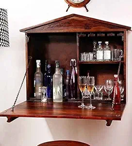 SS WOOD Furniture Aperitif Solid Wood Wall Bar Cabinet (Teak)