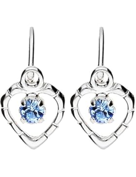 Mya Art Kinder Ohrringe Herz 925 Silber Kristall Blau