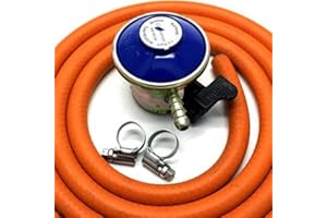 Greenhouse Warehouse continental products Butane Gas Regulator With 2M Hose & 2 Clips Fits Calor Gas/Flogas 21Mm Cylinder