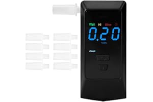 Homcoice Ethylotest Electronique avec 8 Embouts buccaux, Alcootest Portable avec Rechargeable USB, Ethylomètre de précision de qualité Professionnelle, pour Un Usage Personnel et Professionnel