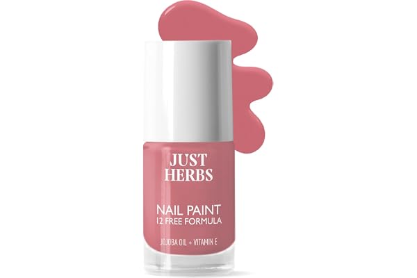 Just Herbs Nail Polish 12 Chemical Free Formula Quick Dry, Glossy Finish and Long Lasting Nail Paints (Blush Pink)