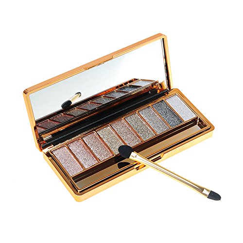 Augenschminke 9 Farben Wasserdicht Glitter Lidschatten Eyeshadow Palette mit Pinsel Style 6 - 5