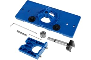ATOPOLER Gabarit de Perçage Charniere Invisible 35 mm et Dispositif de Charnière Perçage 35 mm avec Foret Forstner 35 mm Support Butée de Profondeur Clé Hexagonale pour Menuiserie