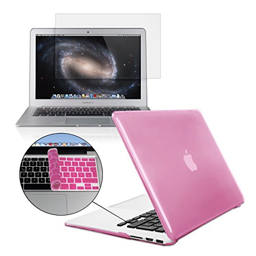 kwmobile 3in1 Set: Crystal Case für Apple MacBook Air 13″ (Modelle ab Mitte 2011) in Pink + Displayschutzfolie + Tastaturschutz - 5