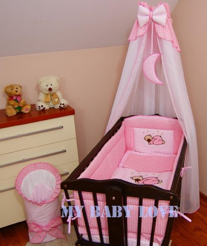 CANOPY drape with Free Standing HOLDER- to fit baby swinging crib/wicker basket/craddle (PINK MOON)