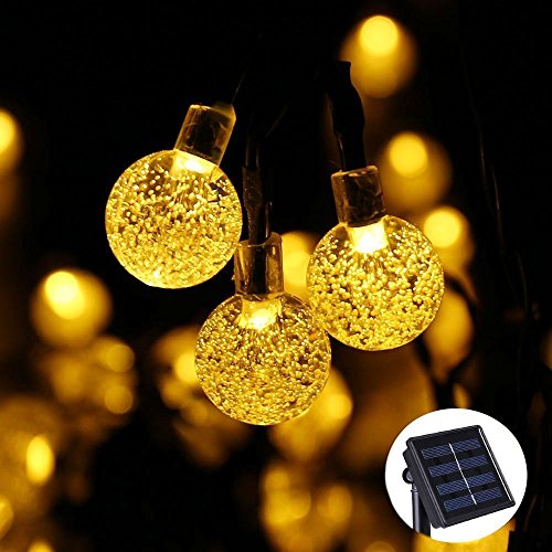 Akale 30er LED Solar Lichterkette Garten Globe Außen Warmweiß 6 Meter, Solar Beleuchtung Kugel für Party, Weihnachten, Outdoor, Fest Deko usw. [Energieklasse A+++]