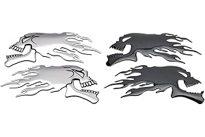 QEDBOJE 4 Stück 3D Gas Tank Flame Skull Aufkleber Motorrad Tank Pad Sticker Dekorationen Dämonenschädel Universelle Tankaufkleber Wasserdicht Motorrad Tank Pad Lackschutzfolie Kratzschutz