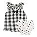 Produktbild Longra Baby Mädchen Kleidung Set mit Ärmellos Karierte Blusetop Tank Top Shirt Ausschnitt mit Volant und Bowknot + Pünktchen Flock Weiß Shorts Sommer Bekleidungsset Outfits (White, 80CM 18Monate)