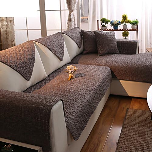 Solid color couch protector for pet,Cotton reversible sofa cushion fabric modern simple four seasons universal non-slip leather sofa cover full cover for living room-A 90x180cm(35x71inch)