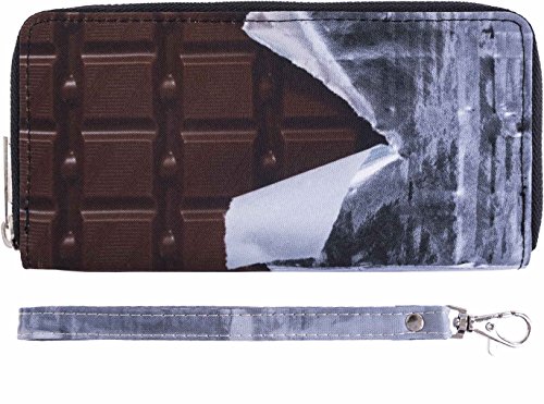 Preisvergleich Produktbild Fullprint Geldbörse Schokoladen Tafel Optik Mit Kleiner Hand Schlaufe Und Reißverschluss Clutch Portemonnaie Handtasche All Over Voll Bedruckt Damen Fashion Festival Trend