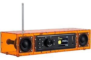 AOVOTO ALK103 Radio FM/DAB Kit fai da te (fai da te) con guscio in acrilico, set DAB+/FM fai-da-te con modalità sveglia e display TFT e cassa di risonanza stereo (arancione)