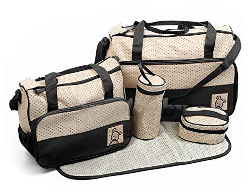 Preisvergleich Produktbild Flyyfree Set 5 multifunktionale Baby Windel Nappy Bag Mami Reise Taschen schwarz