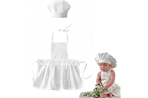 SICAILU Newborn Baby Chef Costume, Newborn Baby Photography Props, Chef Hat + Apron, Infant Toddler Outfit, for Photoshoot Birthday Party