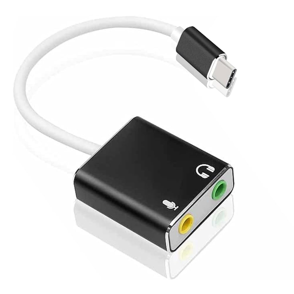 Imaginea Sound Card Adapter for Laptop, Aluminum Alloy Type C External Stereo Sound Card Audio Adapter 3.5mm EZ1247, USB External Stereo Sound Adapter for Mobile Phones, Tablets, Notebooks, etc