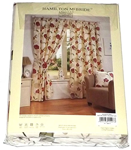 Hamilton McBride Bouquet Pink Fully Lined Readymade Curtain Pair 66x72in(167x182cm)