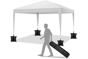 COBIZI YUEBO Carpa 3x3 m Carpas de Camping Impermeables Gazebo Plegable Protección UV Cenador Jardin Pergolas Desmontables Carpas para Exteriores,Playa,Terraza，Blanco