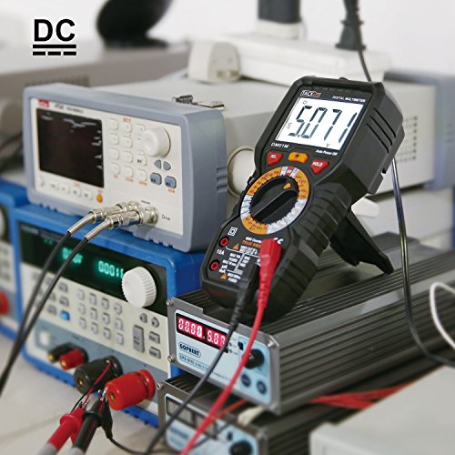 Tacklife DM01M Advanced Version Digital Multimeter Multi Tester mit 6000 Counts, True RMS, 1000V Non Contact Voltage, Temperatur, Live Wire, Beep Kontinuität Test mit hintergrundbeleuchtetem groß LCD anwendbar für DIY(Schwarz/Rot) - 6