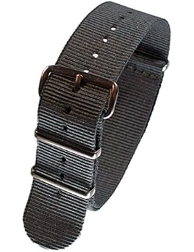 Nylon Uhrenarmband Edelstahl Dornschließe 16-24mm Textil Armband Strap Band Grau 20mm