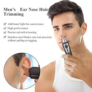 TOUCHBeauty Nose Trimmer, Ear Hair Trimmer Battery Operated Stainless Steel Dual-Edge Blades Facial Hair Groomer with… - Image 2