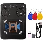 VIOPDER RFID Reader Copier with Chip, NFC, 13.56 MHz, 125/250/375 kHz | This kit with 1 RFID reader, 2 adapters, 1 USB cable