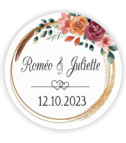 Autocollants Personnalisés Mariage CrisPhy - Avec Prénom Et Date - Pour Cadeaux Et Invitations