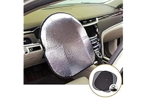 Big Ant Osłona na kierownicę samochodową 51 x 44 cm, osłona na kierownicę, ochrona przed wysoką temperaturą, osłona przeciwsłoneczna do większości pojazdów + 2 boczne szyby 44 x 35 cm