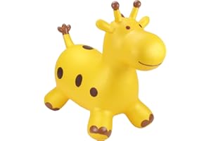 Happy Hopperz Inflatable Bouncy Animal with Grippable Ears/Horns, Easy to Clean Space Hopper for Indoor and Outdoor Play, Bouncing Toy, Pump Included, 12 Months-5 Years, Gold Giraffe