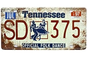 Eureya TENNESSEE SD 375 Plaque d'immatriculation vintage en métal pour bar, pub, décoration murale 15,2 x 30,5 cm