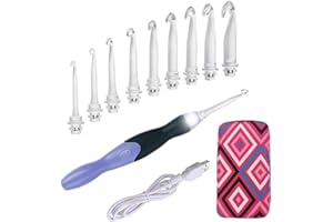 Knitiss Crochet Hooks Set Light Up Crochet Hooks Rechargeable with Crochet Accessories, Ergonomic Crochet Hooks with Soft Grip Handle
