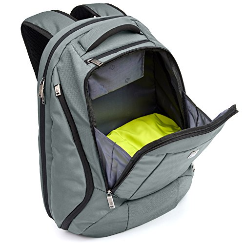 Laptop Rucksack 17,3″, Evecase Wasserabweisend Daypack mit Laptopfach 17.3 Zoll/ Akteneinteilung / Tabletfach/ Viele Zubehörfächer / Versteckbar Getränketasche – Grau - 5