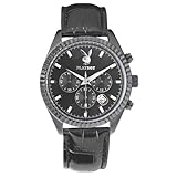 Playboy CHRS44LBB-Herrenuhr-Chronograph Quarz analog Leder Schwarz