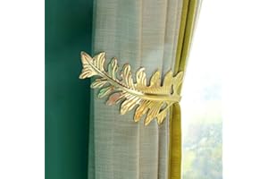 SUQ I OME QIQIHOME 1 Pair Big Leaf Curtain Holders Novelty Fashion Curtain Hook U Shape Wall Hook Simple Modern Curtain Holdbacks (Golden)