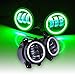 Produktbild Omotor Jeep Wrangler Fog Light 60W 4 Inch Round Cree Led Fog Light Green Halo Ring & White Lamp DRL Bulb Angle Eyes for Jeep Wrangler JK LJ TJ Headlight Driving Offroad Lamp Accessories