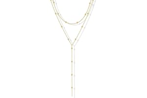 AzureRay Collier en Y pour femmes, Collier Acier Inoxydable Femme Superposé Doré Élégant à Chaînes Longues Look Chic et Moderne pour Toutes Occasions Accessoire Mode