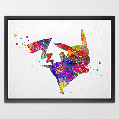 Dignovel Studios A3 Pikachu Pokemon Anime print kids watercolour Print Wall Art Poster Home Decor nursery decor Wall Art Hanging Kids Room Art Birthday Gift N013-Unframed