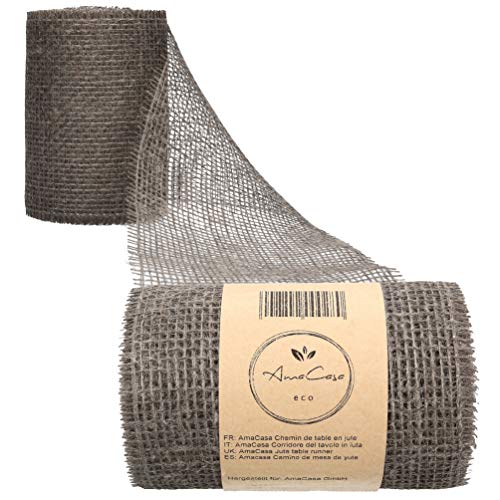 AmaCasa ECO Jute ECO Tischläufer Tischband 15cm Breit/10m Länge Juteband | viele Farben | Tischband Deko Hochzeit (15cm, Taupe)