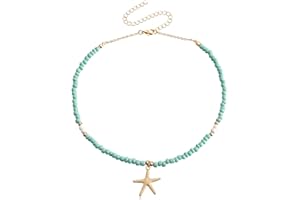 marysgift Necklaces Boho Choker Necklace Chain Colorful Seed Rice Beaded Necklace