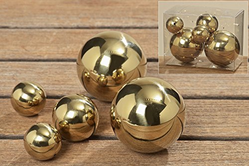 GARTENKUGEL SET 5-TEILIG 2,5cm - 5cm DURCHMESSER IN GOLD AUS EDELSTAHL