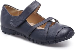 La Modeuse - Ballerine Plate sur Semelle crantée à Bout Rond en Similicuir et lanières croisées à l'avant