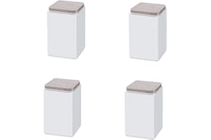 XUNFA 4 Stück Möbelerhöhung aus Karbonstahl,selbstklebende Möbelerhöhung,fügt 5cm/10cm Höhe zu Betten,für Sofas Schränken,Unterstützt 20.000 lbs,Schwarz/Braun/Weiß (60x60x102(mm),Weiß)