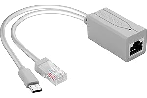 GINTOOYUN Splitter PoE DC5V USB-C POE 10/100Mbps Type-C PoE con porta RJ45 e porta di tipo C, conforme allo standard IEEE 802.3AF/at (6,69 pollici)