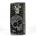 Produktbild LG Leon Hülle, Sense TE Strass [3D Handgefertigt] Diamant Serie Bling Schutz Handy Tasche Kristall Transparent Case Cover Hülle mit Retro Anti Staub Stecker - Punk Big Schädel / Schwarz