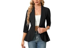 Clearlove Business Jersey Blazer Damen Elegant Sportlich Taillierter Blazer 3/4 Ärmel Damen Gehrock
