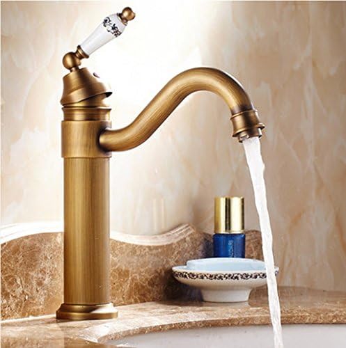 wysm Antique Taps Full Copper Hot And Cold Pots Blue And White Porcelain Dolls Stage Retro Single Hole Can Be Rotated