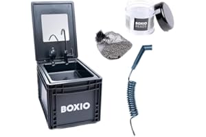 BOXIO Lavabo Portátil Camping con Bomba de Agua Manual, Fregadero para Furgoneta, Grifo de Jardín, Lavamanos Caravana de Plástico Negro